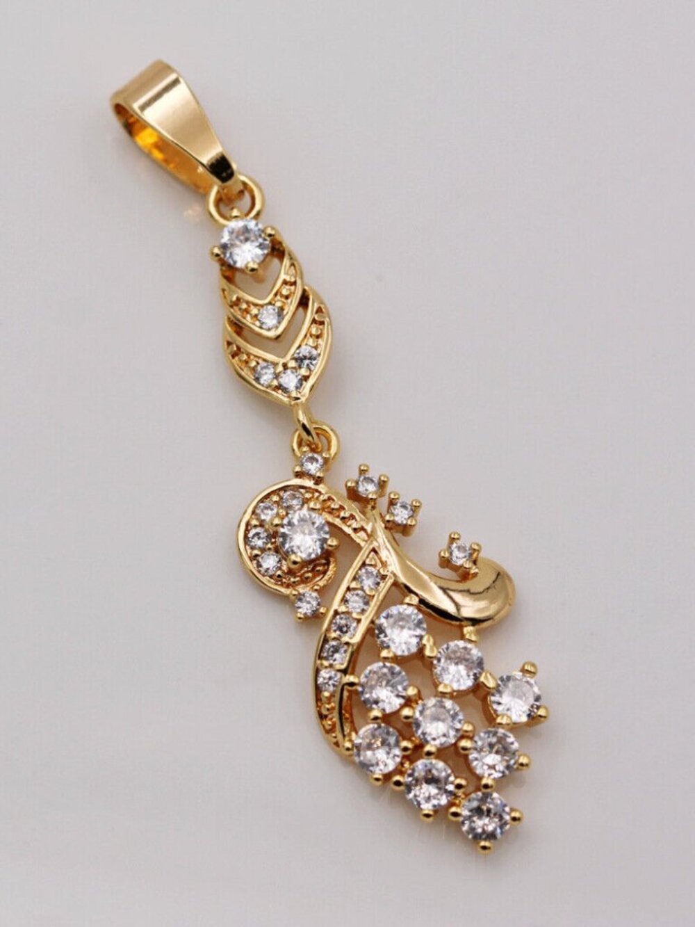 18K Yellow Gold Filled Flower Chandelier White Diamond Zircon Necklace Pendant - Picture 3 of 4